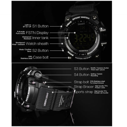 EX16 1.12 Inch FSTN LCD Full Angle Screen Display Sport Smart Watch, IP67 Waterproof, Support Pedometer / Stopwatch / Alarm / Notification Remind / Call Notify / Camera Remote Control / Calories Burned, Compatible with Android and iOS Phones(Gold) - Smart Watches by buy2fix | Online Shopping UK | buy2fix