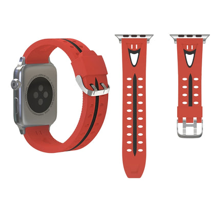 For Apple Watch Series 3 & 2 & 1 42mm Fashion Smiling Face Pattern Silicone Watch Band(Red) - Watch Bands by buy2fix | Online Shopping UK | buy2fix