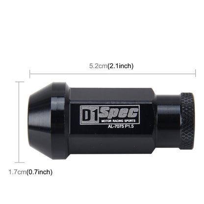 D1 Spec  M12x1.25 Racing Wheel Nut, Length: 40mm (Black) - Nuts & Bolts by buy2fix | Online Shopping UK | buy2fix