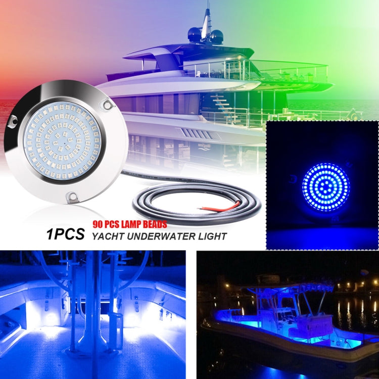 Ship / Yacht 10-30V 90LEDs Waterproof Stainless Steel Underwater Light (Blue Light) - Marine Accessories & Parts by buy2fix | Online Shopping UK | buy2fix