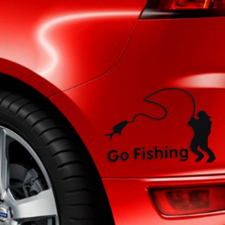 10 PCS Go Fishing Styling Reflective Car Sticker, Size: 14cm x 9.5cm(Black) - Decorative Sticker by buy2fix | Online Shopping UK | buy2fix