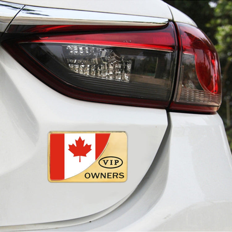 Universal Car Canada Flag Rectangle Shape VIP Metal Decorative Sticker (Gold) - 3D Metal Sticker by buy2fix | Online Shopping UK | buy2fix