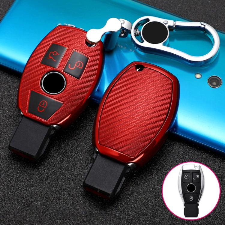 For Mercedes-Benz C-Class 3-button B Version Car TPU Key Protective Cover Key Case with Key Ring (Red) - Car Key Cases by buy2fix | Online Shopping UK | buy2fix