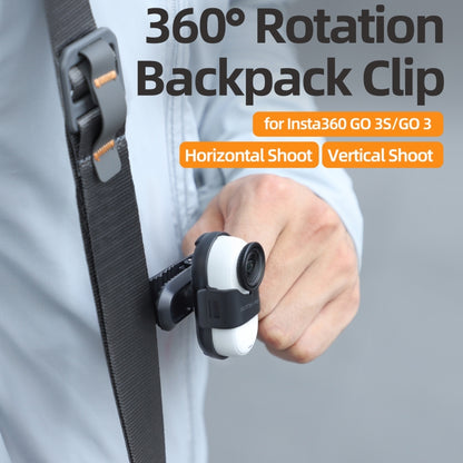 For Insta360 GO3 / GO 3S Sunnylife 360 Degree Rotation Backpack Clip Action Camera Clamp Mount (Black) - Mount & Holder by Sunnylife | Online Shopping UK | buy2fix