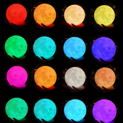 Customized 16-colors 3D Print Lamp USB Charging Energy-saving LED Night Light with Remote Control & Wooden Holder Base, Diameter:10cm - Night Lights by buy2fix | Online Shopping UK | buy2fix