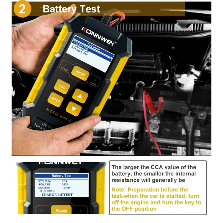 KONNWEI KW510 3 in 1 Car Battery Tester / Charger / Repairer, Support 8 Languages (EU Plug) - Code Readers & Scan Tools by buy2fix | Online Shopping UK | buy2fix