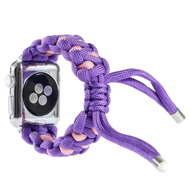 Braided Umbrella Cord Watch Band For Apple Watch Ultra 49mm&Watch Ultra 2 49mm / Series 9&8&7 45mm / SE 3&SE 2&6&SE&5&4 44mm / 3&2&1 42mm(Purple) - Watch Bands by buy2fix | Online Shopping UK | buy2fix