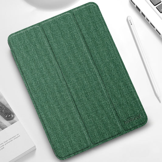 For iPad Pro 12.9 2022 / 2021 / 2020 Mutural YASHI Series TPU + PU Cloth Pattern Texture Horizontal Flip Leather Tablet Case with Three-folding Holder & Pen Slot & Wake-up / Sleep Function(Green) - iPad Pro 12.9 (2022/2021) Cases by Mutural | Online Shopping UK | buy2fix