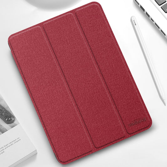 For iPad Pro 12.9 2022 / 2021 / 2020 Mutural YASHI Series TPU + PU Cloth Pattern Texture Horizontal Flip Leather Tablet Case with Three-folding Holder & Pen Slot & Wake-up / Sleep Function(Red) - iPad Pro 12.9 (2022/2021) Cases by Mutural | Online Shopping UK | buy2fix