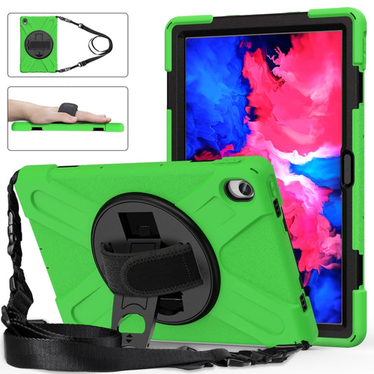 For Lenovo XiaoXin Pad 11 / Pad 11 Plus 2021 / Pad 2022 TB-J606F/J607F/J616F Shockproof Colorful Silicone + PC Protective Case with Holder & Hand Strap & Shoulder Strap(Green) - Lenovo by buy2fix | Online Shopping UK | buy2fix