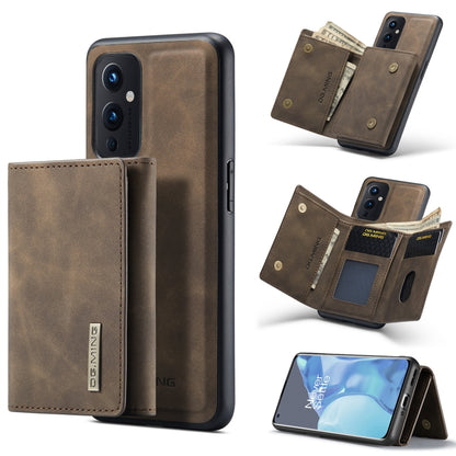 For OnePlus 9 (EU/NA) DG.MING M1 Series 3-Fold Multi Card Wallet  Back Cover Shockproof Case with Holder Function(Coffee) -  by DG.MING | Online Shopping UK | buy2fix