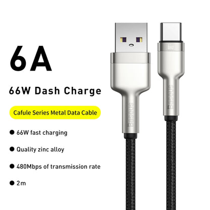 Baseus CAKF000201 Cafule Series 66W USB to USB-C / Type-C Metal Data Cable, Cable Length:2m(Black) - USB-C & Type-C Cable by Baseus | Online Shopping UK | buy2fix