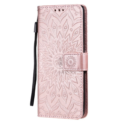 For OPPO Reno6 Pro 5G Sun Embossing Pattern Horizontal Flip Leather Case with Card Slot & Holder & Wallet & Lanyard(Rose Gold) - OPPO Cases by buy2fix | Online Shopping UK | buy2fix