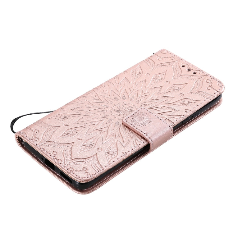 For Huawei P50 Pro Sun Embossing Pattern Horizontal Flip Leather Case with Card Slot & Holder & Wallet & Lanyard(Rose Gold) - Huawei Cases by buy2fix | Online Shopping UK | buy2fix