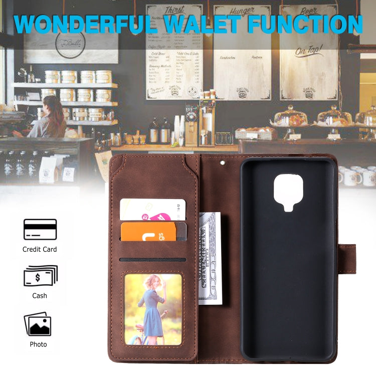 For Xiaomi Redmi Note 9 Pro/Note 9S Skin Feel Business Horizontal Flip PU Leather Case with Holder & Multi-Card Slots & Wallet & Lanyard & Photo Frame(Brown) - Xiaomi Cases by buy2fix | Online Shopping UK | buy2fix