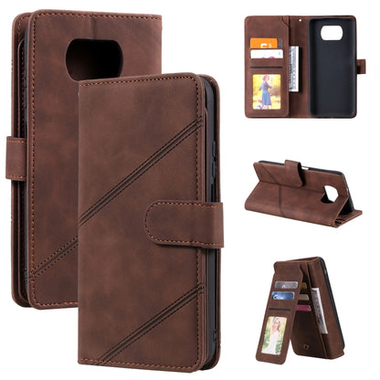 For Xiaomi Poco X3 NFC Skin Feel Business Horizontal Flip PU Leather Case with Holder & Multi-Card Slots & Wallet & Lanyard & Photo Frame(Brown) - Xiaomi Cases by buy2fix | Online Shopping UK | buy2fix