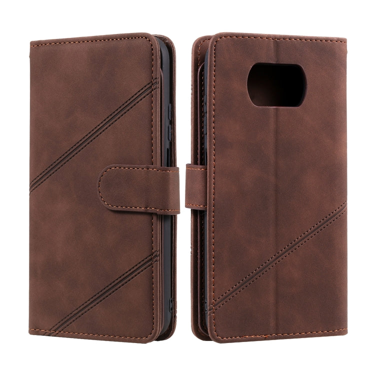 For Xiaomi Poco X3 NFC Skin Feel Business Horizontal Flip PU Leather Case with Holder & Multi-Card Slots & Wallet & Lanyard & Photo Frame(Brown) - Xiaomi Cases by buy2fix | Online Shopping UK | buy2fix