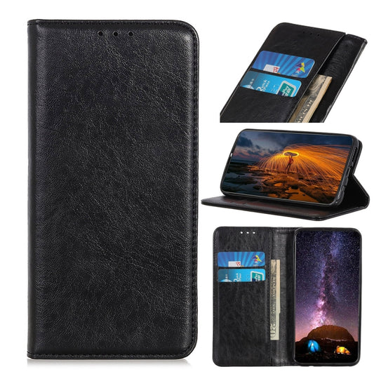 For OnePlus Nord 2 5G Magnetic Crazy Horse Texture Horizontal Flip Leather Case with Holder & Card Slots & Wallet(Black) - OnePlus Cases by buy2fix | Online Shopping UK | buy2fix