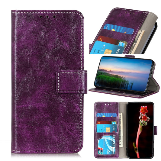 For OnePlus Nord 2 5G Retro Crazy Horse Texture Horizontal Flip Leather Case with Holder & Card Slots & Photo Frame & Wallet(Purple) - OnePlus Cases by buy2fix | Online Shopping UK | buy2fix