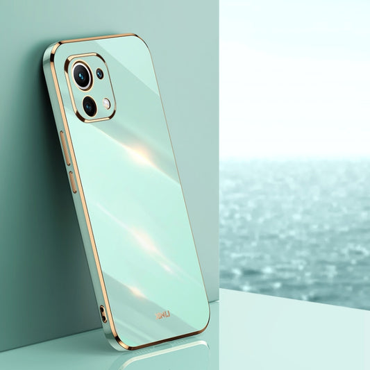 For Xiaomi Mi 11 XINLI Straight 6D Plating Gold Edge TPU Shockproof Case(Mint Green) - Xiaomi Cases by XINLI | Online Shopping UK | buy2fix