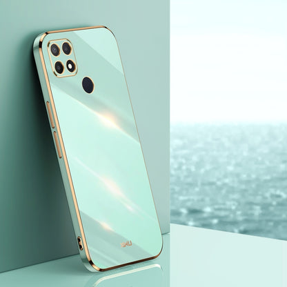 For OPPO A15 XINLI Straight Edge 6D Electroplate TPU Phone Case(Mint Green) - OPPO Cases by XINLI | Online Shopping UK | buy2fix