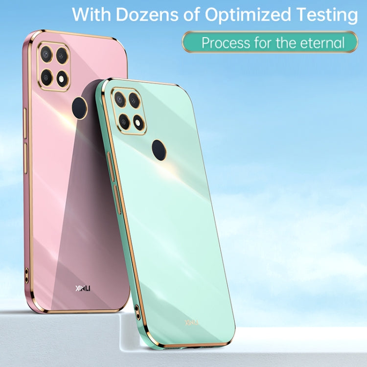 For OPPO A15 XINLI Straight Edge 6D Electroplate TPU Phone Case(Mint Green) - OPPO Cases by XINLI | Online Shopping UK | buy2fix