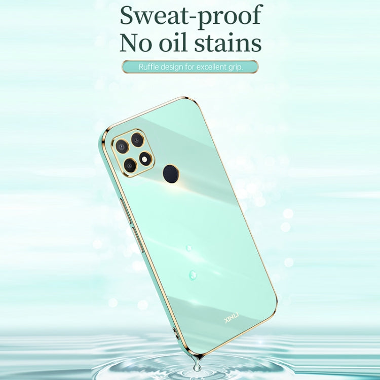 For OPPO A15 XINLI Straight Edge 6D Electroplate TPU Phone Case(Mint Green) - OPPO Cases by XINLI | Online Shopping UK | buy2fix