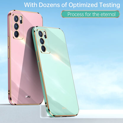For OPPO Reno6 Pro 5G XINLI Straight 6D Plating Gold Edge TPU Shockproof Case(Mint Green) - OPPO Cases by XINLI | Online Shopping UK | buy2fix