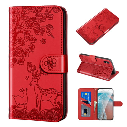 For Xiaomi Redmi 9A Sika Deer Embossing Pattern Horizontal Flip PU Leather Case with Holder & Card Slot & Wallet & Photo Frame(Red) - Xiaomi Cases by buy2fix | Online Shopping UK | buy2fix