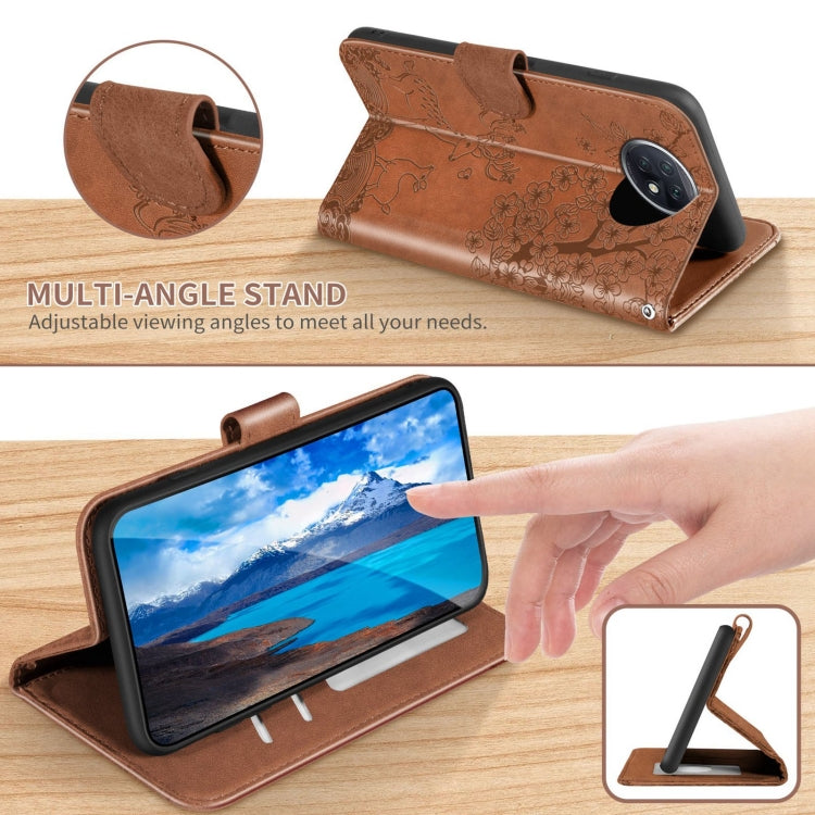 For Xiaomi Redmi Note 9T Sika Deer Embossing Pattern Horizontal Flip PU Leather Case with Holder & Card Slot & Wallet & Photo Frame(Brown) - Xiaomi Cases by buy2fix | Online Shopping UK | buy2fix