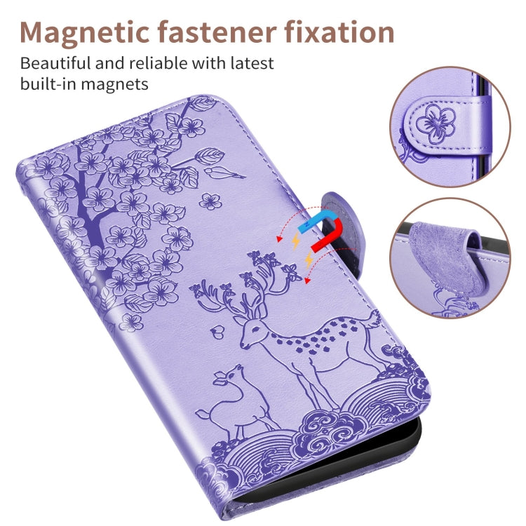 For Xiaomi Mi 11 Lite Sika Deer Embossing Pattern Horizontal Flip PU Leather Case with Holder & Card Slot & Wallet & Photo Frame(Purple) - Xiaomi Cases by buy2fix | Online Shopping UK | buy2fix