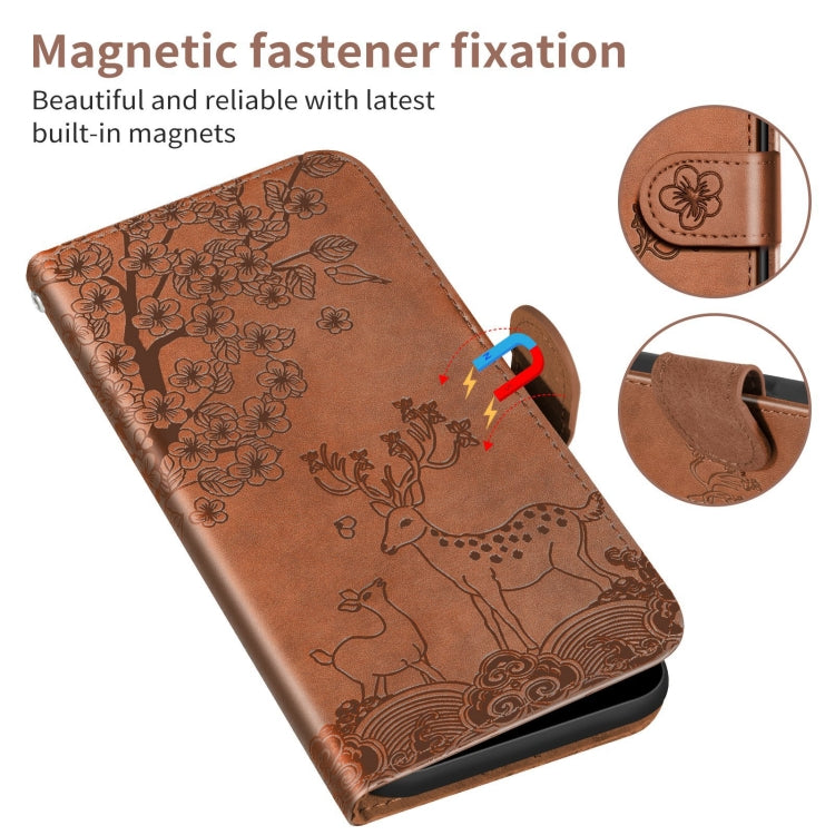 For Xiaomi Poco X3 Sika Deer Embossing Pattern Horizontal Flip PU Leather Case with Holder & Card Slot & Wallet & Photo Frame(Brown) - Xiaomi Cases by buy2fix | Online Shopping UK | buy2fix