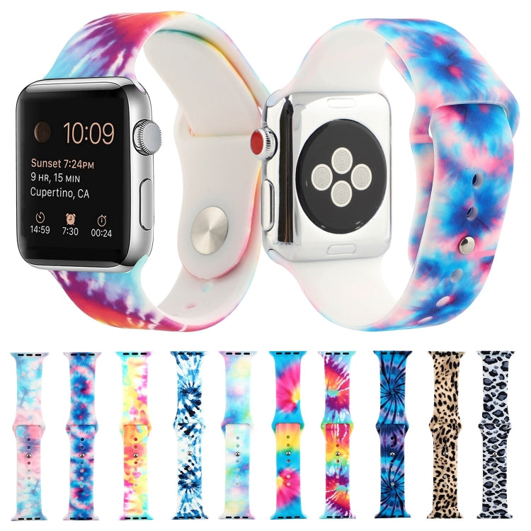 Silicone Painted Pattern Watch Band For Apple Watch Series 9&8&7 41mm / SE 3&SE 2&6&SE&5&4 40mm / 3&2&1 38mm(B) - Watch Bands by buy2fix | Online Shopping UK | buy2fix