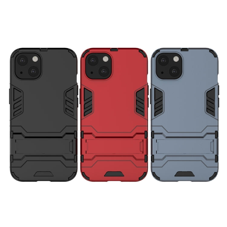 For iPhone 13 PC + TPU Shockproof Protective Case with Invisible Holder(Navy Blue) - iPhone 13 Cases by buy2fix | Online Shopping UK | buy2fix