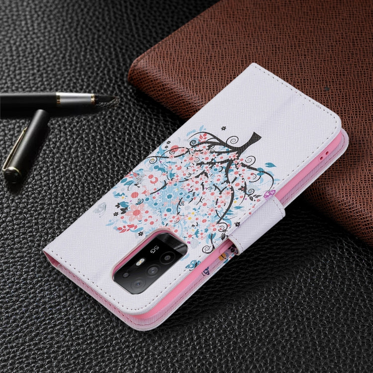 For OPPO A94 5G / Reno5 Z 5G / F19 Pro+ Colored Drawing Pattern Horizontal Flip Leather Case with Holder & Card Slots & Wallet(Tree) - OPPO Cases by buy2fix | Online Shopping UK | buy2fix