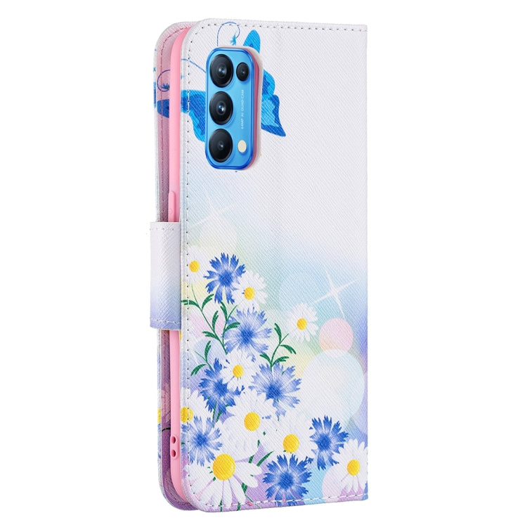 For OPPO Reno5 Colored Drawing Pattern Horizontal Flip Leather Case with Holder & Card Slots & Wallet(Butterfly Love) - OPPO Cases by buy2fix | Online Shopping UK | buy2fix