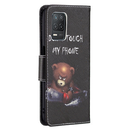 For OPPO Realme 8 5G / Realme V13 Colored Drawing Pattern Horizontal Flip Leather Case with Holder & Card Slots & Wallet(Bear) - Realme Cases by buy2fix | Online Shopping UK | buy2fix