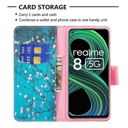 For OPPO Realme 8 5G / Realme V13 Colored Drawing Pattern Horizontal Flip Leather Case with Holder & Card Slots & Wallet(Plum Blossom) - Realme Cases by buy2fix | Online Shopping UK | buy2fix