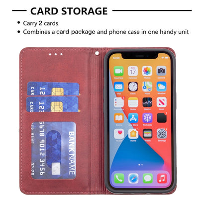 For iPhone 13 Pro Max Rhombus Texture Horizontal Flip Magnetic Leather Case with Holder & Card Slots (Red) - iPhone 13 Pro Max Cases by buy2fix | Online Shopping UK | buy2fix