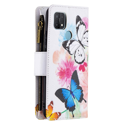 For OPPO A15 Colored Drawing Pattern Zipper Horizontal Flip Leather Case with Holder & Card Slots & Wallet(Two Butterflies) - OPPO Cases by buy2fix | Online Shopping UK | buy2fix