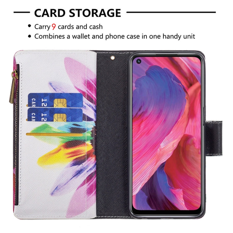 For OPPO A74 5G/A93 5G/A54 5G Colored Drawing Pattern Zipper Horizontal Flip Leather Case with Holder & Card Slots & Wallet(Sun Flower) - OPPO Cases by buy2fix | Online Shopping UK | buy2fix