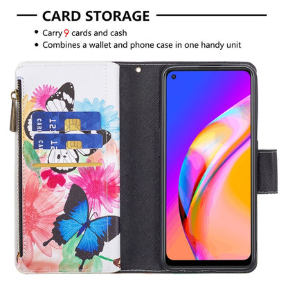 For OPPO A94 5G/F19 Pro+ 5G/Reno5 Z 5G Colored Drawing Pattern Zipper Horizontal Flip Leather Case with Holder & Card Slots & Wallet(Two Butterflies) - OPPO Cases by buy2fix | Online Shopping UK | buy2fix