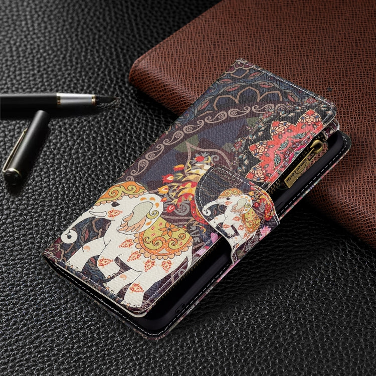 For OPPO Reno5 5G Colored Drawing Pattern Zipper Horizontal Flip Leather Case with Holder & Card Slots & Wallet(Flower Elephants) - OPPO Cases by buy2fix | Online Shopping UK | buy2fix