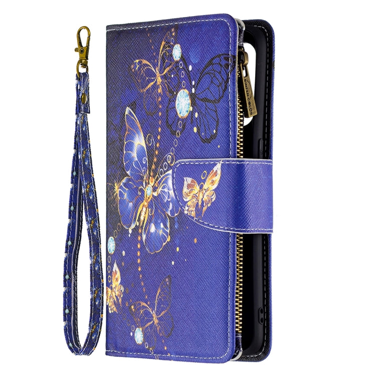 For OPPO Reno5 5G Colored Drawing Pattern Zipper Horizontal Flip Leather Case with Holder & Card Slots & Wallet(Purple Butterfly) - OPPO Cases by buy2fix | Online Shopping UK | buy2fix