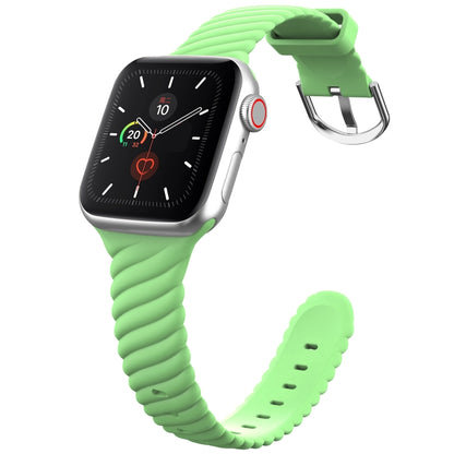 Solid Color Twist Silicone Watch Band For Apple Watch Ultra 49mm&Watch Ultra 2 49mm / Series 9&8&7 45mm / SE 3&SE 2&6&SE&5&4 44mm / 3&2&1 42mm(Yellow Green) - Watch Bands by buy2fix | Online Shopping UK | buy2fix