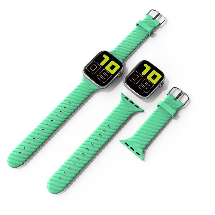 Solid Color Twist Silicone Watch Band For Apple Watch Ultra 49mm&Watch Ultra 2 49mm / Series 9&8&7 45mm / SE 3&SE 2&6&SE&5&4 44mm / 3&2&1 42mm(Green) - Watch Bands by buy2fix | Online Shopping UK | buy2fix