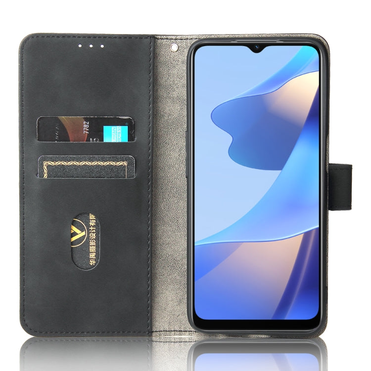 For OPPO A16 Solid Color Skin Feel Magnetic Buckle Horizontal Flip Calf Texture PU Leather Case with Holder & Card Slots & Wallet(Black) - OPPO Cases by buy2fix | Online Shopping UK | buy2fix