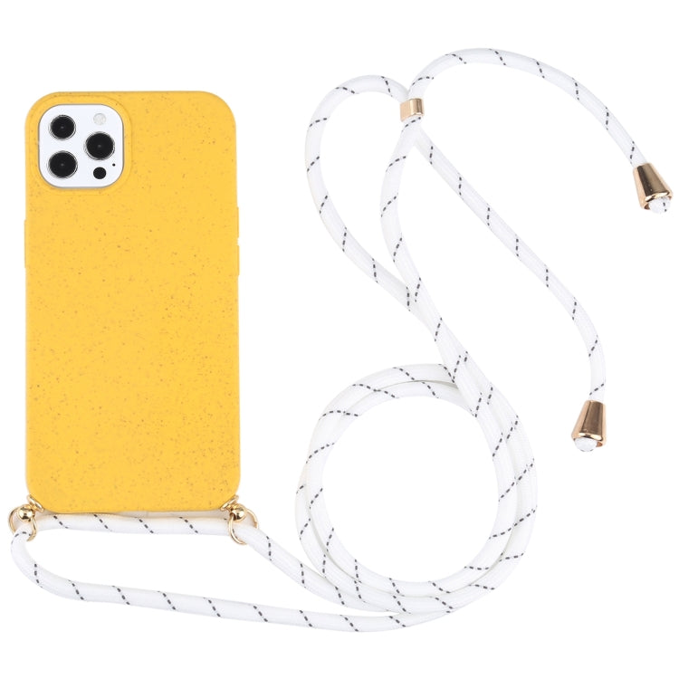 For iPhone 13 Pro Max Wheat Straw Material + TPU Shockproof Case with Neck Lanyard (Yellow) - iPhone 13 Pro Max Cases by buy2fix | Online Shopping UK | buy2fix