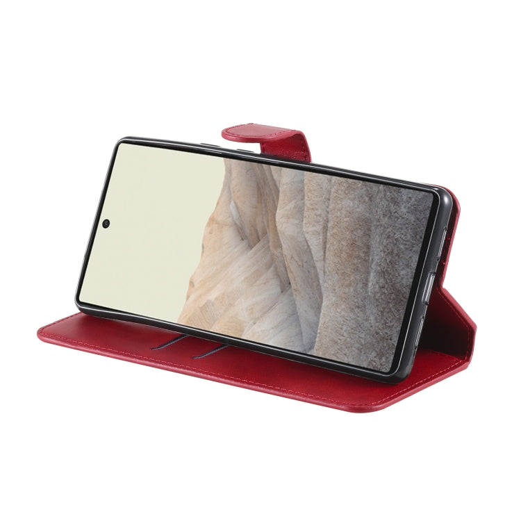 Classic Calf Texture PU + TPU Horizontal Flip Leather Case with Holder & Card Slots & Wallet For Google Pixel 6(Red) - Google Cases by buy2fix | Online Shopping UK | buy2fix