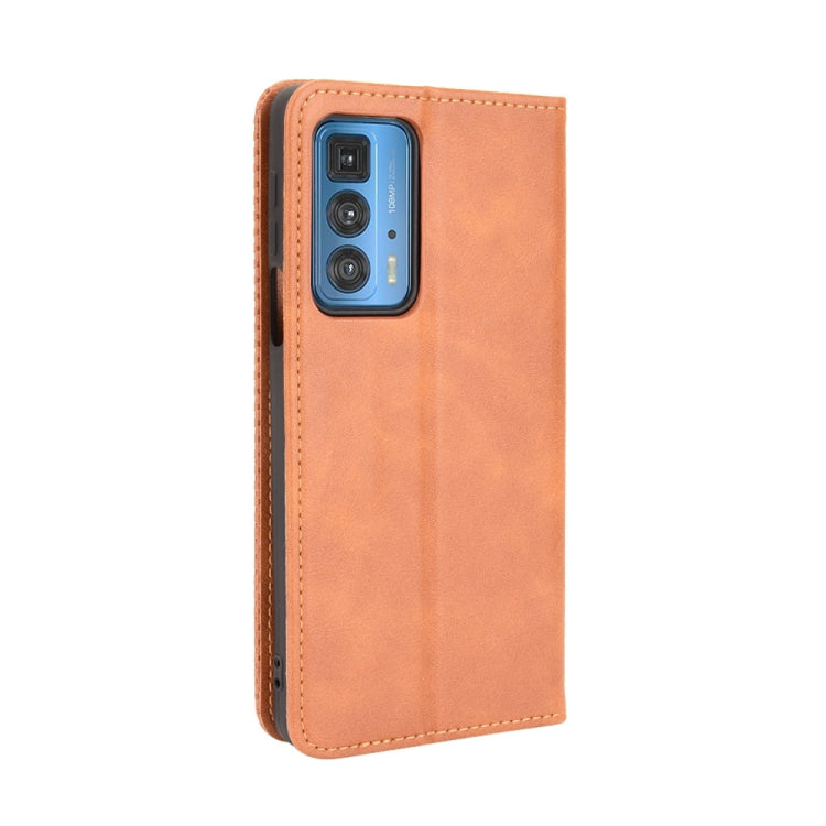 For Motorola Edge 20 Pro / Edge S Pro Magnetic Buckle Retro Crazy Horse Texture Horizontal Flip Leather Case with Holder & Card Slots & Photo Frame(Brown) - Motorola Cases by buy2fix | Online Shopping UK | buy2fix